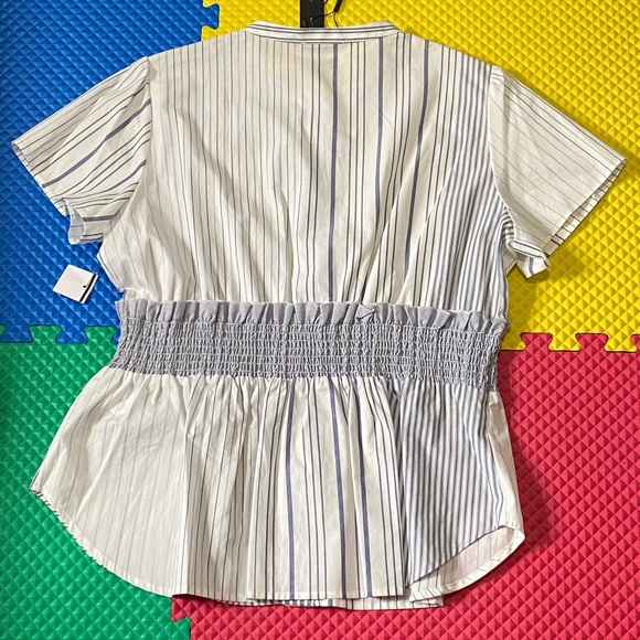 Donna Karan Women's Blue Stripe Top size L - Picture 7 of 8